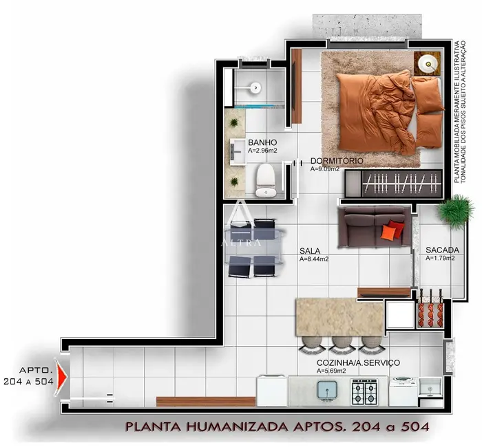 Foto 2 de Apartamento com 1 quarto à venda, 40m2 em Camobi, Santa Maria - RS