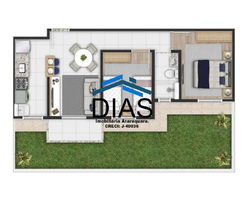 Apartamento com 2 quartos à venda, 51m2 em Jardim Bandeirantes, Araraquara - SP - imagem 3 Foto 3 de Apartamento com 2 quartos à venda, 51m2 em Jardim Bandeirantes, Araraquara - SP