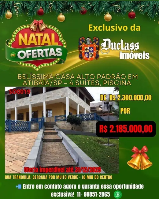 Foto 1 de Sobrado com 4 quartos à venda, 500m2 em Vila Santista, Atibaia - SP