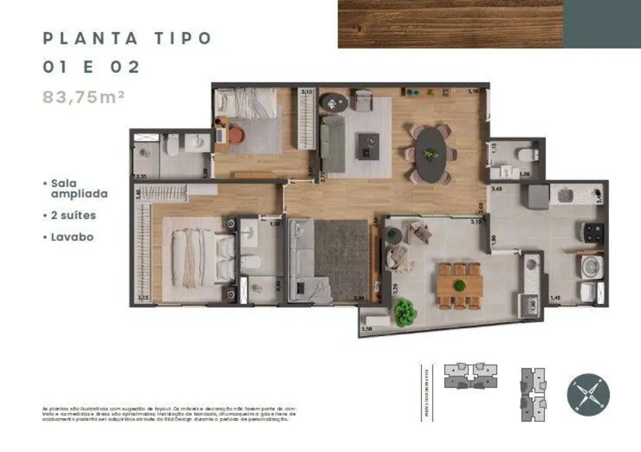 Apartamento com 2 quartos à venda, 83m2 em Morumbi, Paulinia - SP - imagem 6 Foto 6 de Apartamento com 2 quartos à venda, 83m2 em Morumbi, Paulinia - SP
