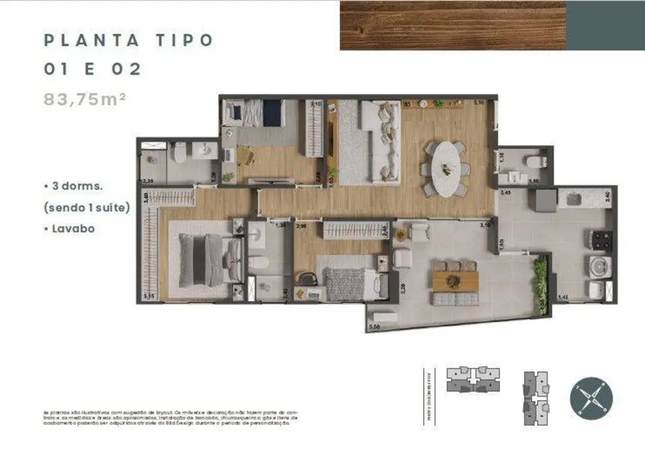 Apartamento com 2 quartos à venda, 83m2 em Morumbi, Paulinia - SP - imagem 3 Foto 3 de Apartamento com 2 quartos à venda, 83m2 em Morumbi, Paulinia - SP