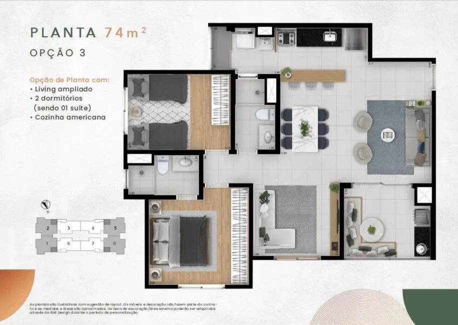 Apartamento com 3 quartos à venda, 75m2 em Parque Rural Fazenda Santa Cândida, Campinas - SP - imagem 3 Foto 3 de Apartamento com 3 quartos à venda, 75m2 em Parque Rural Fazenda Santa Cândida, Campinas - SP