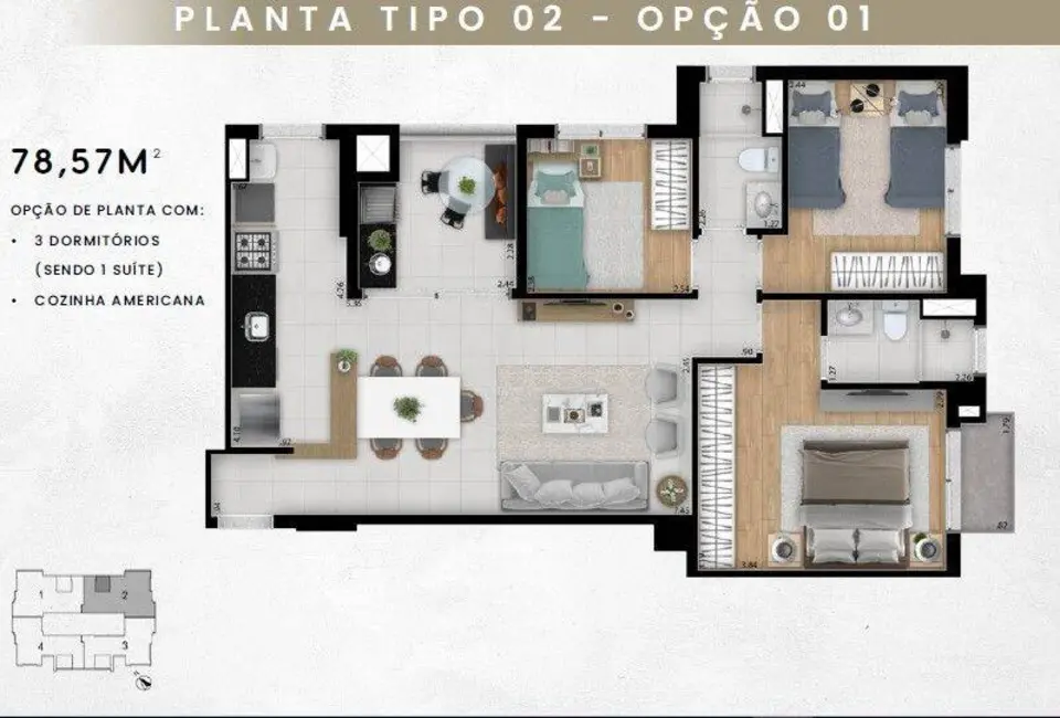 Apartamento com 3 quartos à venda, 78m2 em Jardim Guanabara, Campinas - SP - imagem 6 Foto 6 de Apartamento com 3 quartos à venda, 78m2 em Jardim Guanabara, Campinas - SP