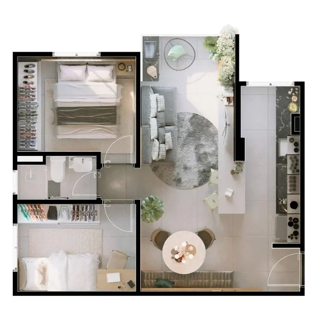 Foto 2 de Apartamento com 2 quartos à venda, 45m2 em Vila Sacadura Cabral, Santo Andre - SP