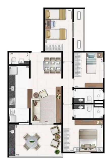 Foto 3 de Apartamento com 3 quartos à venda, 105m2 em Vila Alzira, Guaruja - SP