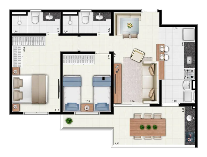 Foto 2 de Apartamento com 2 quartos à venda, 74m2 em Vila Alzira, Guaruja - SP