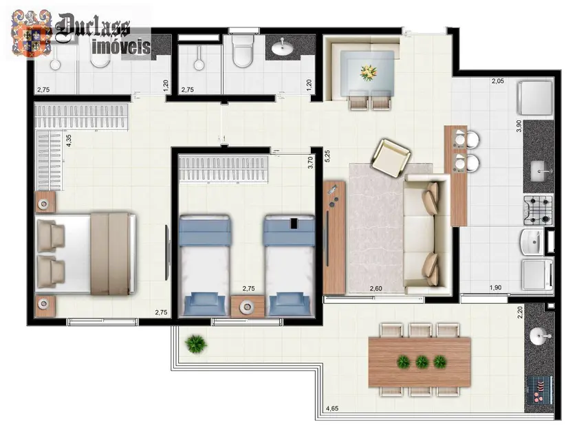 Foto 2 de Apartamento com 2 quartos à venda, 74m2 em Vila Alzira, Guaruja - SP