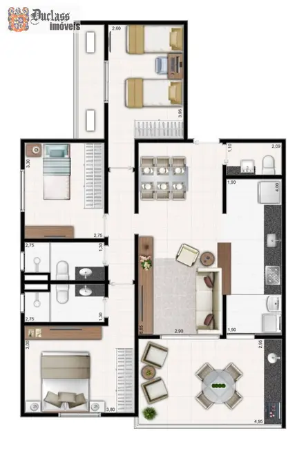 Foto 2 de Apartamento com 3 quartos à venda, 105m2 em Vila Alzira, Guaruja - SP