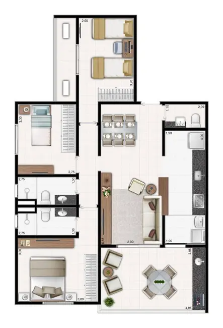Foto 2 de Apartamento com 3 quartos à venda, 105m2 em Vila Alzira, Guaruja - SP