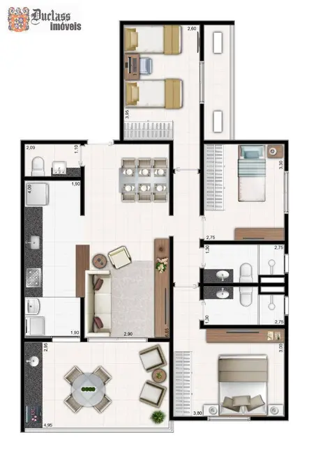 Apartamento com 3 quartos à venda, 105m2 em Vila Alzira, Guaruja - SP - imagem 3 Foto 3 de Apartamento com 3 quartos à venda, 105m2 em Vila Alzira, Guaruja - SP
