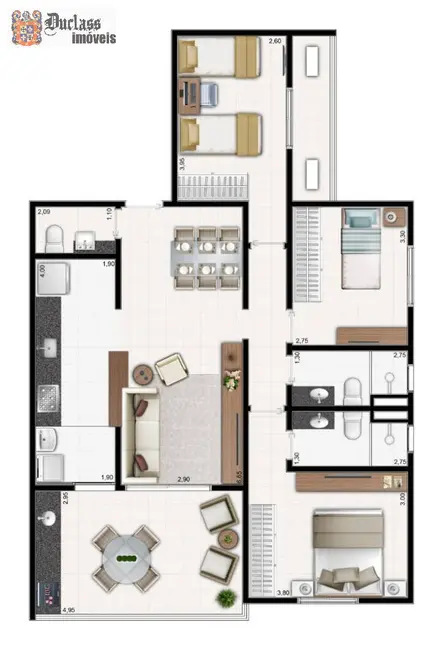Foto 3 de Apartamento com 3 quartos à venda, 105m2 em Vila Alzira, Guaruja - SP