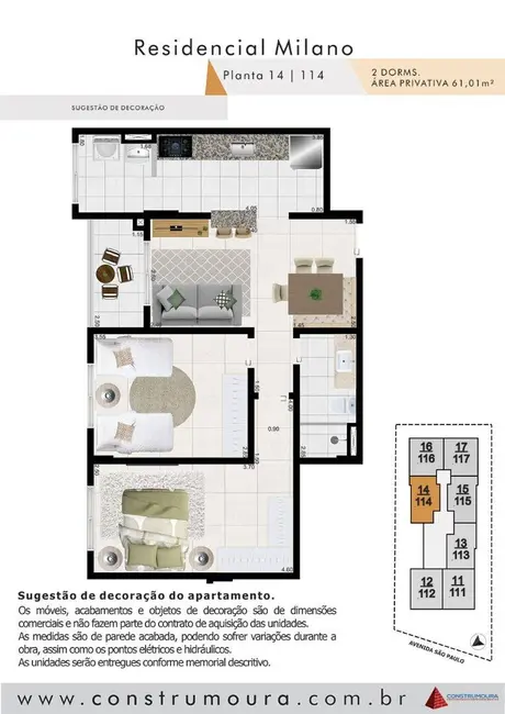 Foto 5 de Apartamento com 2 quartos à venda, 61m2 em Mongagua - SP