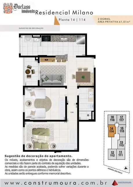 Foto 5 de Apartamento com 2 quartos à venda, 61m2 em Mongagua - SP