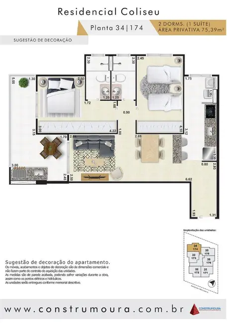 Foto 3 de Apartamento com 2 quartos à venda, 75m2 em Mongagua - SP