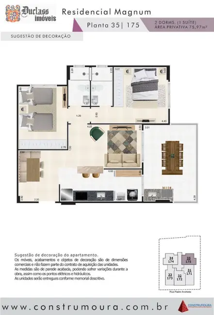 Foto 2 de Apartamento com 2 quartos à venda, 75m2 em Mongagua - SP
