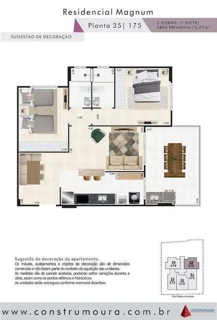 Foto 2 de Apartamento com 2 quartos à venda, 76m2 em Mongagua - SP