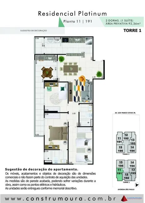 Foto 2 de Apartamento com 3 quartos à venda, 92m2 em Centro, Mongagua - SP