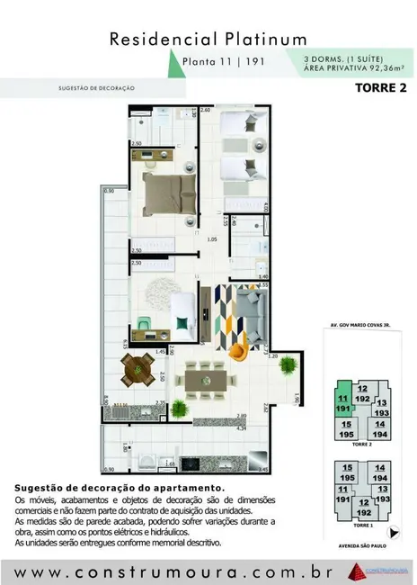 Foto 3 de Apartamento com 3 quartos à venda, 92m2 em Centro, Mongagua - SP