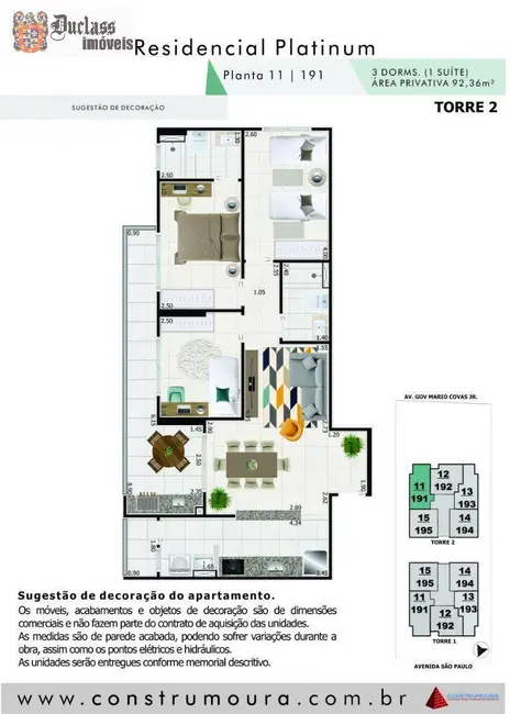 Foto 3 de Apartamento com 3 quartos à venda, 92m2 em Centro, Mongagua - SP