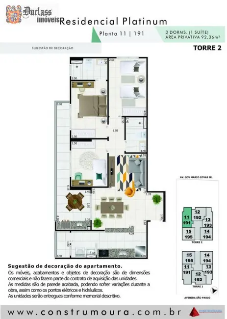 Foto 3 de Apartamento com 3 quartos à venda, 92m2 em Centro, Mongagua - SP