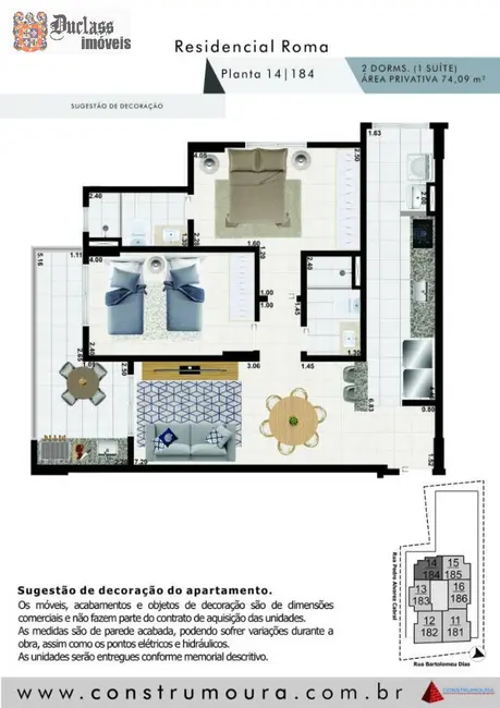 Foto 2 de Apartamento com 2 quartos à venda, 74m2 em Aviação, Praia Grande - SP