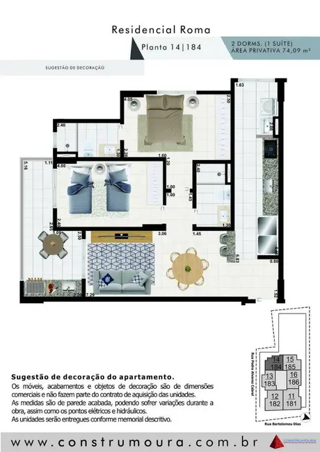 Foto 2 de Apartamento com 2 quartos à venda, 74m2 em Aviação, Praia Grande - SP
