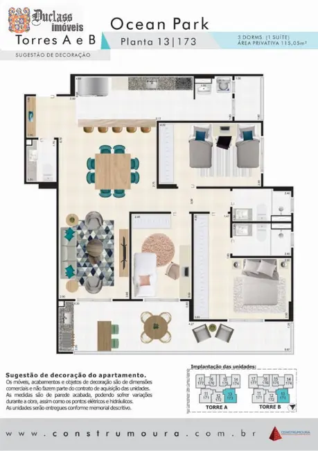 Foto 2 de Apartamento com 3 quartos à venda, 115m2 em Ocian, Praia Grande - SP