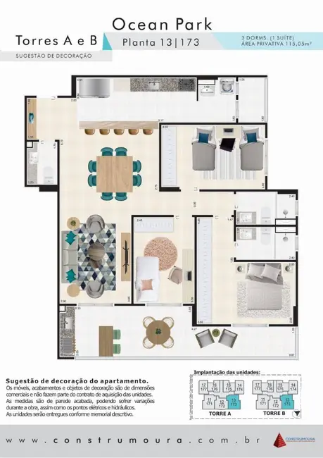 Foto 2 de Apartamento com 3 quartos à venda, 115m2 em Praia Grande - SP