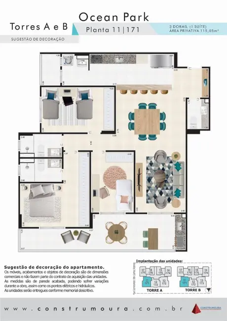 Foto 2 de Apartamento com 3 quartos à venda, 115m2 em Praia Grande - SP