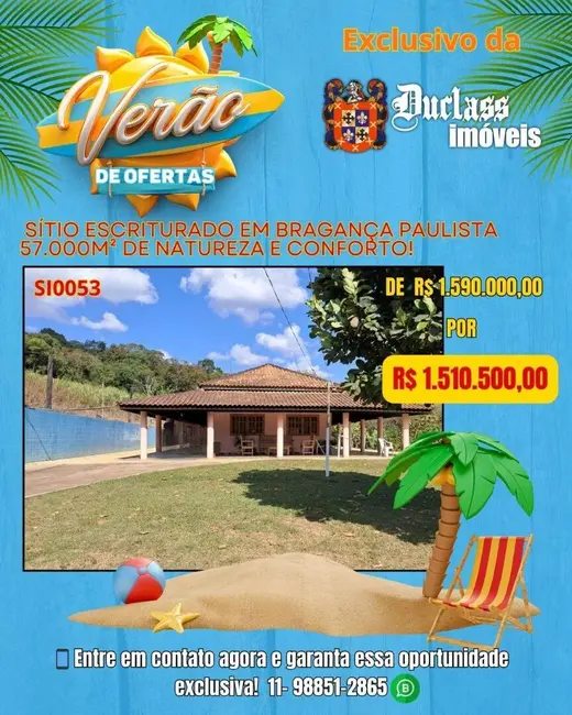 Foto 1 de Sítio / Rancho com 4 quartos à venda, 57000m2 em Braganca Paulista - SP