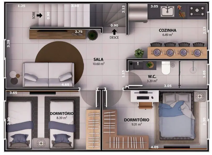 Foto 9 de Sobrado com 3 quartos à venda, 78m2 em Praia Grande - SP