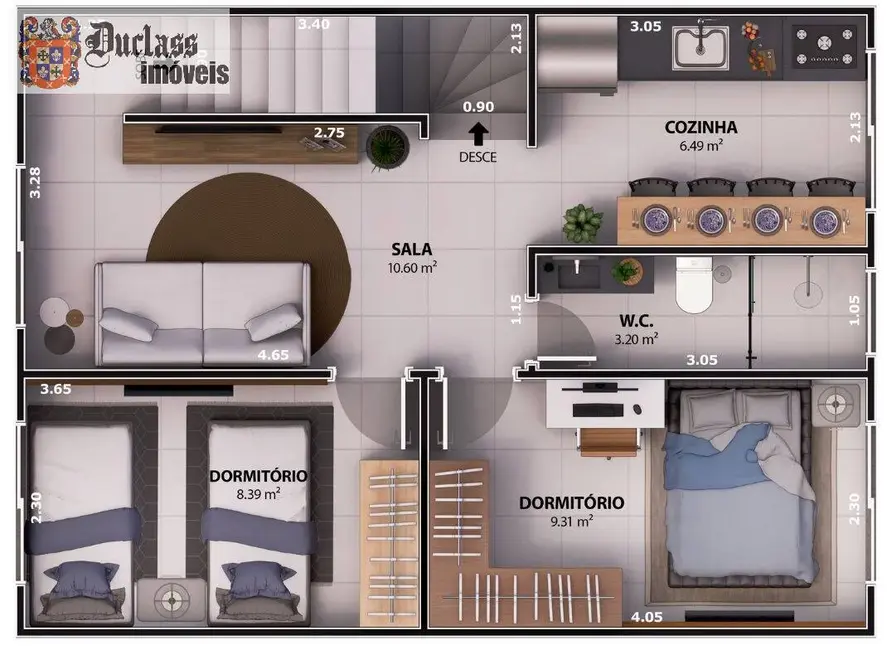 Sobrado com 3 quartos à venda, 78m2 em Guilhermina, Praia Grande - SP - imagem 9 Foto 9 de Sobrado com 3 quartos à venda, 78m2 em Guilhermina, Praia Grande - SP