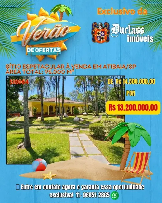 Foto 1 de Sítio / Rancho com 3 quartos à venda, 95000m2 em Parque Rio Abaixo, Atibaia - SP