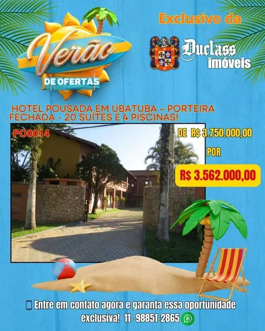 Foto 1 de Pousada com 20 quartos à venda, 800m2 em Ubatuba - SP