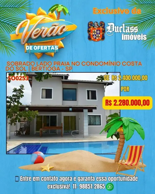 Foto 1 de Sobrado com 4 quartos à venda, 189m2 em Bertioga - SP