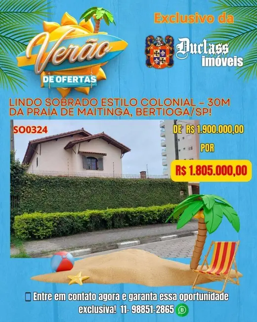 Foto 1 de Sobrado com 5 quartos à venda, 401m2 em Bertioga - SP