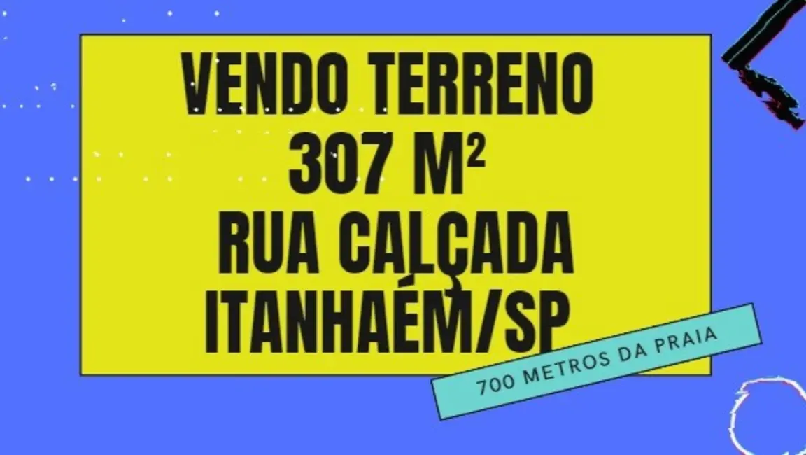 Foto 1 de Terreno / Lote à venda, 307m2 em Itanhaem - SP