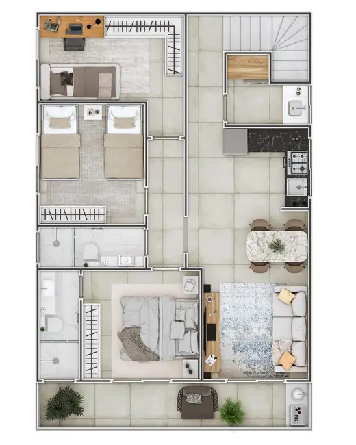 Casa com 2 quartos à venda, 51m2 em Guilhermina, Praia Grande - SP - imagem 6 Foto 6 de Casa com 2 quartos à venda, 51m2 em Guilhermina, Praia Grande - SP