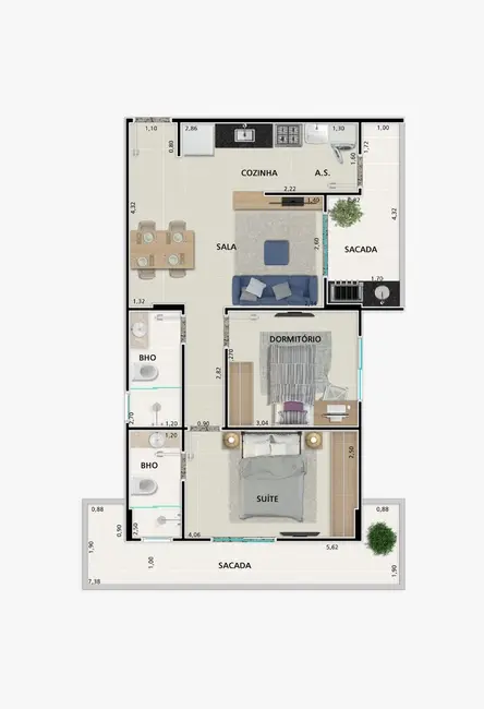 Foto 5 de Apartamento com 1 quarto à venda, 41m2 em Guilhermina, Praia Grande - SP