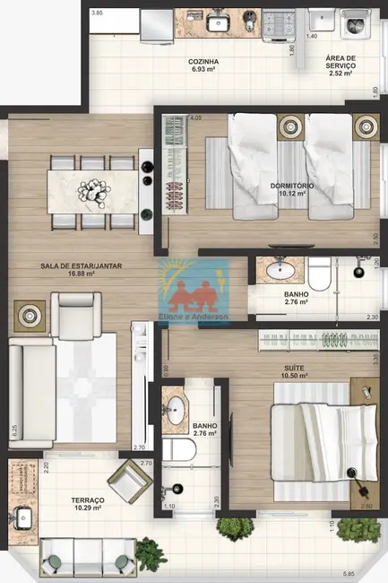 Foto 6 de Apartamento com 2 quartos à venda, 72m2 em Caiçara, Praia Grande - SP