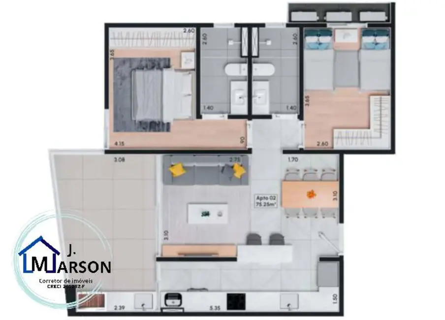 Foto 9 de Apartamento com 2 quartos à venda, 75m2 em Jardim Primavera, Caraguatatuba - SP