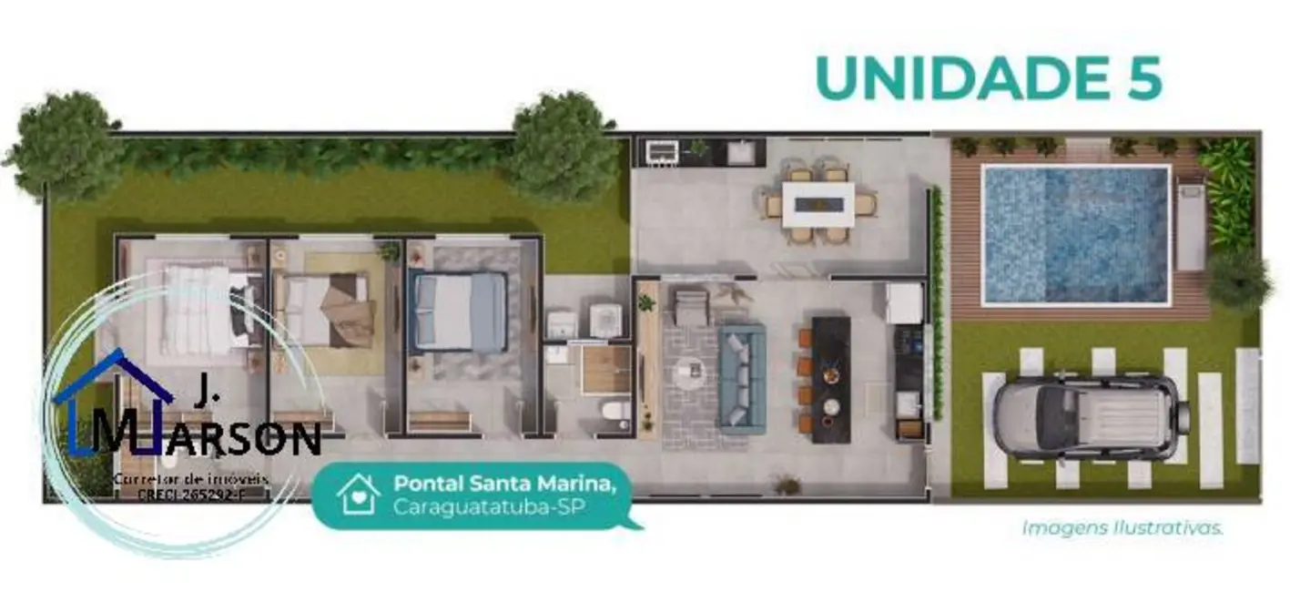 Foto 4 de Casa com 2 quartos à venda, 74m2 em Pontal de Santa Marina, Caraguatatuba - SP