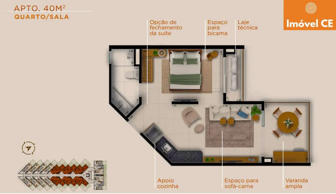 Foto 2 de Apartamento com 1 quarto à venda, 40m2 em Cumbuco, Caucaia - CE