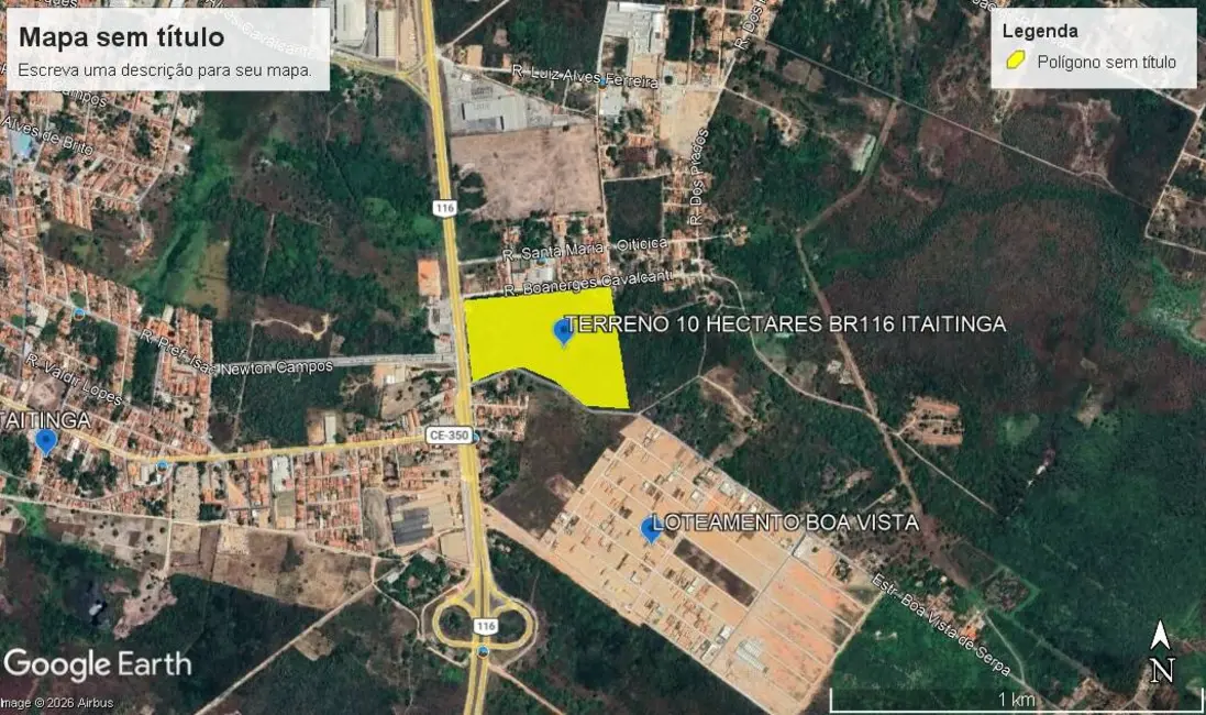 Foto 2 de Terreno / Lote à venda, 10m2 em Itaitinga - CE