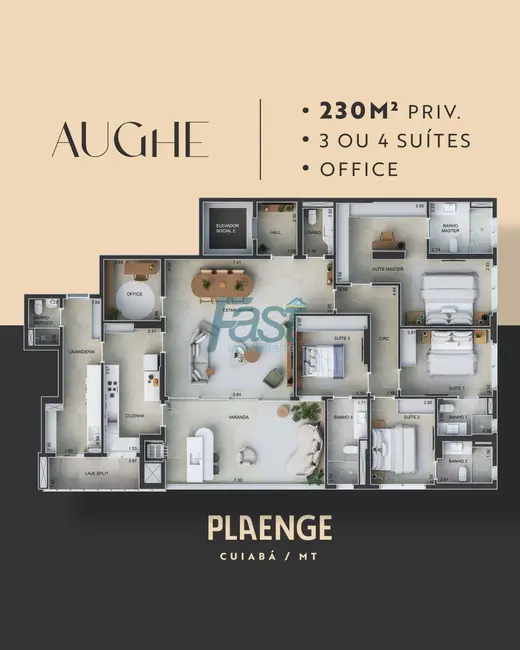 Foto 6 de Apartamento com 3 quartos à venda, 230m2 em Quilombo, Cuiaba - MT