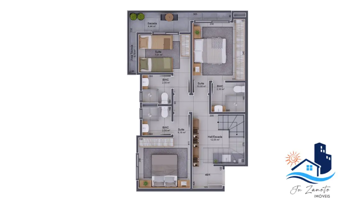 Foto 5 de Apartamento com 3 quartos à venda, 96m2 em Matinhos - PR