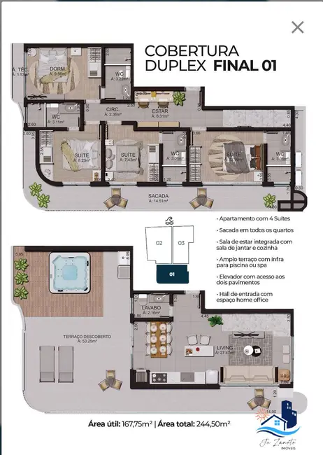 Foto 2 de Apartamento com 4 quartos à venda, 168m2 em Matinhos - PR