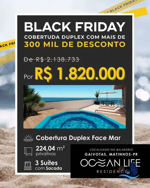 Foto 1 de Cobertura com 3 quartos à venda, 224m2 em Matinhos - PR