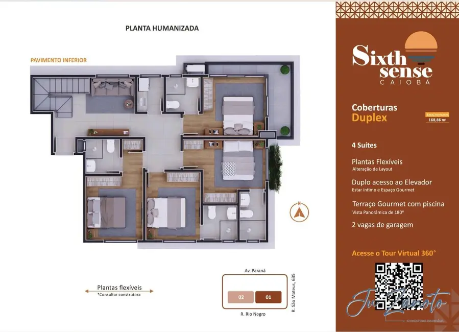 Foto 6 de Apartamento com 3 quartos à venda, 84m2 em Matinhos - PR