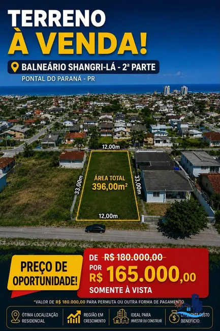 Foto 1 de Terreno / Lote à venda, 396m2 em Pontal Do Parana - PR